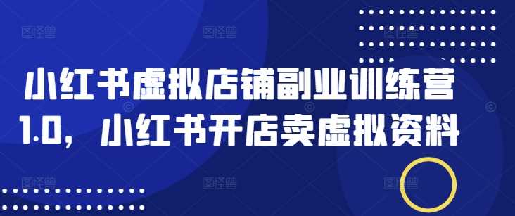 小红书虚拟店铺副业训练营，开店卖虚拟资料全攻略-无双副业