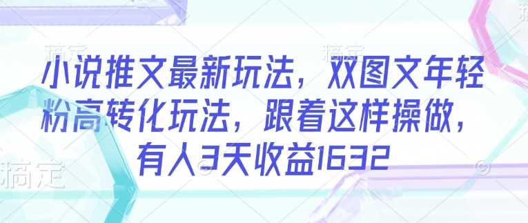 双图文小说推文玩法，年轻粉高转化，3天收益1632-无双副业