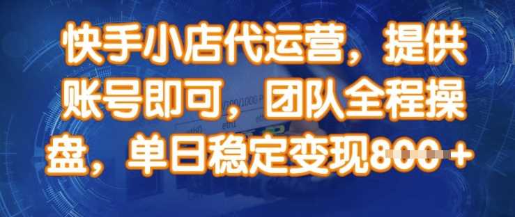 快手小店代运营服务，账号提供即可实现稳定变现-无双副业