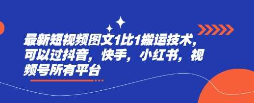 短视频图文1比1搬运技术，适用于多平台-无双副业