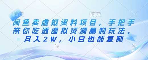 闲鱼虚拟资料项目：手把手教你月入2W的暴利玩法-无双副业