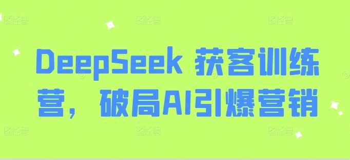 DeepSeek获客训练营：AI营销实战指南-无双副业