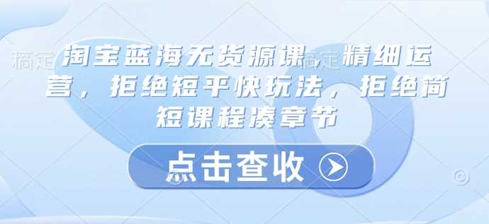 淘宝蓝海无货源课程，精细运营与实操指南-无双副业