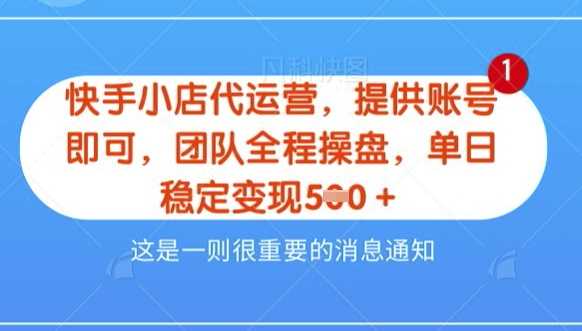 快手小店代运营新模式，收益五五分，稳定日单8张-无双副业