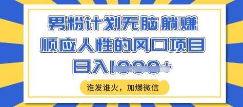 男粉计划：顺应人性的短视频风口项目，轻松日入500+-无双副业