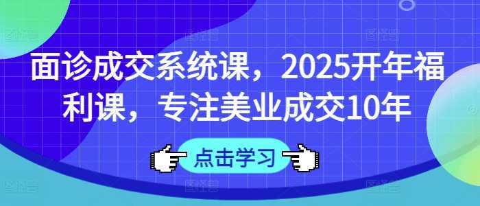 面诊成交系统课：美业成交技巧与营销策略-无双副业