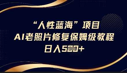 AI老照片修复项目教程，长期复购轻松盈利-无双副业