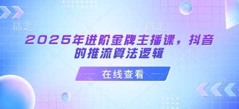 2025年抖音金牌主播课：推流算法与运营策略-无双副业