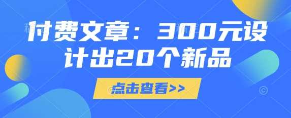 300元低成本设计20款创新产品方案-无双副业