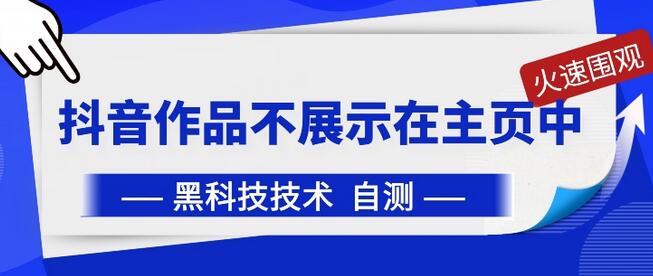 抖音作品隐藏技巧：不在主页展示的实用方法-无双副业