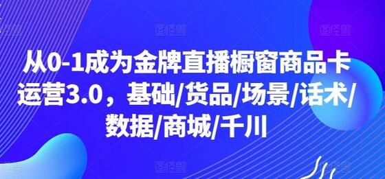 金牌直播橱窗商品卡运营全攻略，从基础到千川投放-无双副业