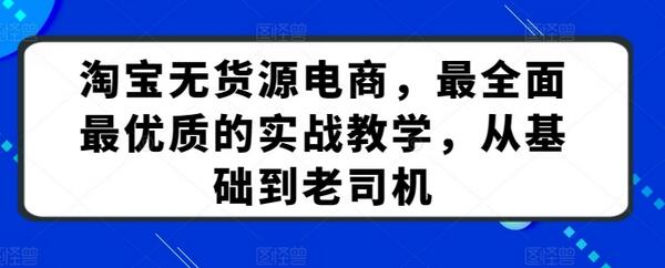 淘宝无货源电商实战教学，从入门到精通-无双副业