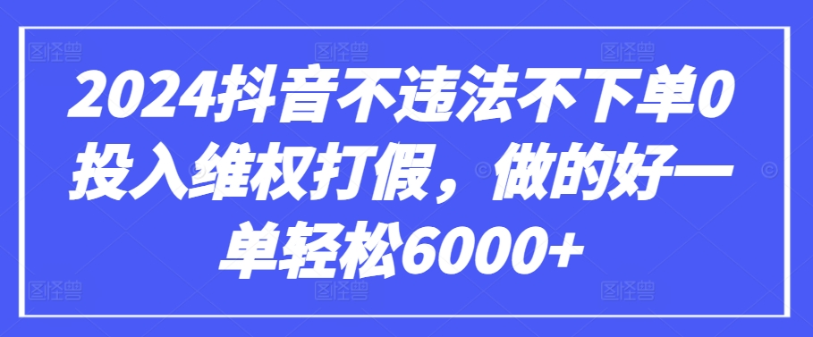 2024抖音维权打假项目揭秘，轻松月入6000+-无双副业