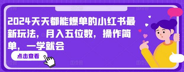 2024小红书爆单新玩法，轻松月入过万，简单易学-无双副业