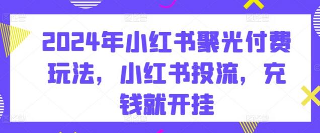 2024年小红书聚光付费玩法与投流技巧-无双副业
