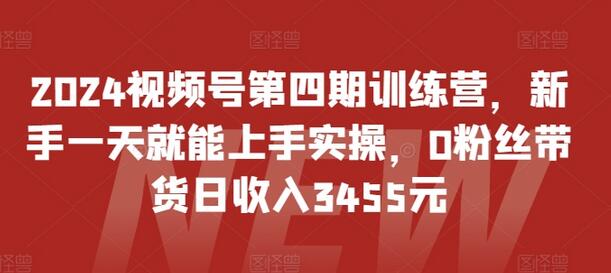 2024视频号训练营，新手快速上手实操，0粉丝日赚3455元-无双副业