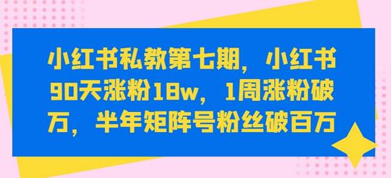 小红书90天涨粉18万，半年矩阵号粉丝破百万实战课程-无双副业