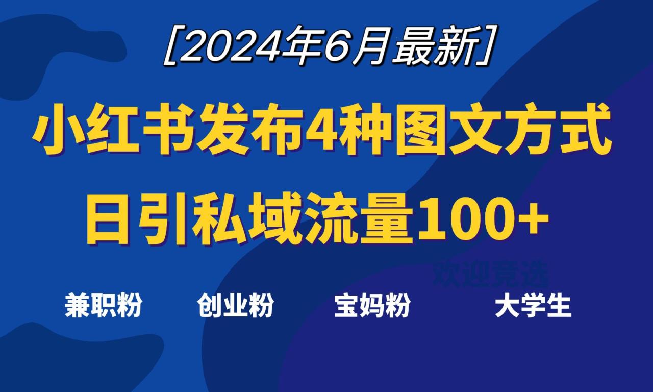 小红书4种图文日引私域流量100+的秘诀-无双副业