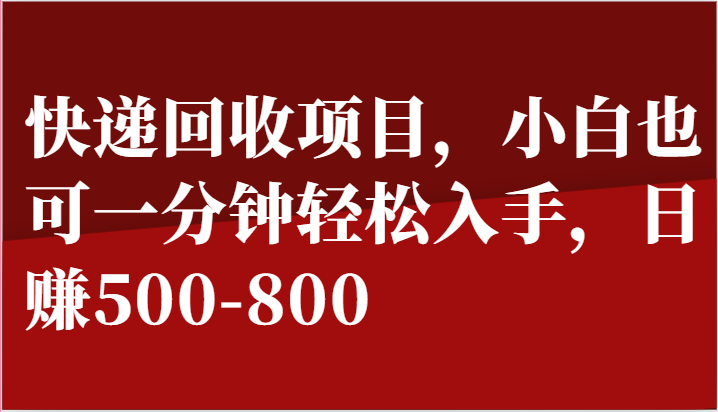 快递回收项目轻松入手，日赚500-800元-无双副业