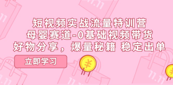 母婴赛道短视频带货实战：从0基础到稳定出单-无双副业