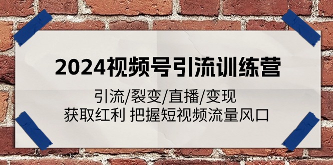 2024视频号引流训练营：掌握短视频流量变现技巧-无双副业