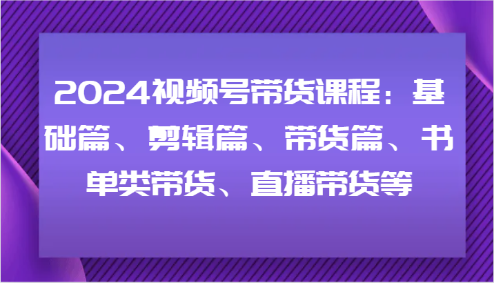 2024视频号带货全攻略：从基础到直播实战教程-无双副业