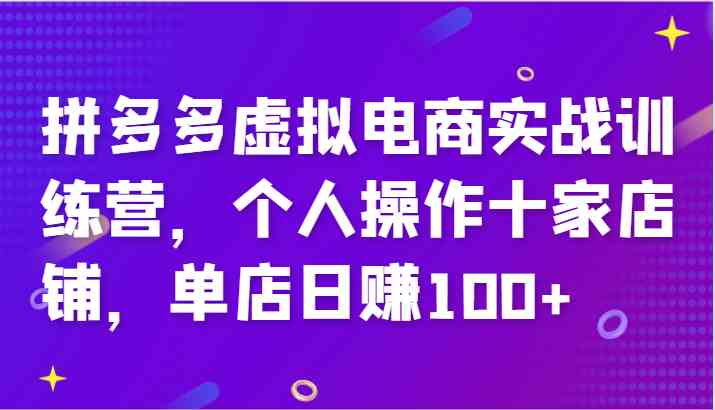 拼多多虚拟电商店铺运营指南，单店日利润100+实战技巧-无双副业