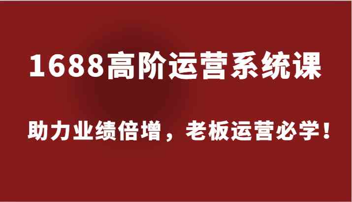 1688高阶运营系统课：提升业绩的老板必修课-无双副业