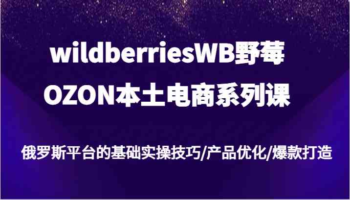 俄罗斯电商平台Wildberries和OZON实操技巧与爆款打造指南-无双副业
