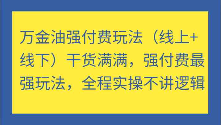 万金油强付费玩法线上线下实操课程-无双副业