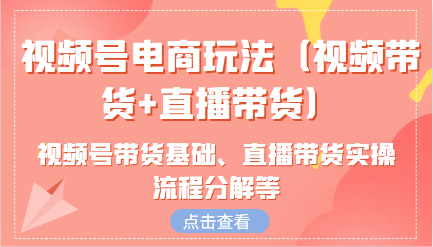 视频号电商实战指南：视频与直播带货全解析-无双副业
