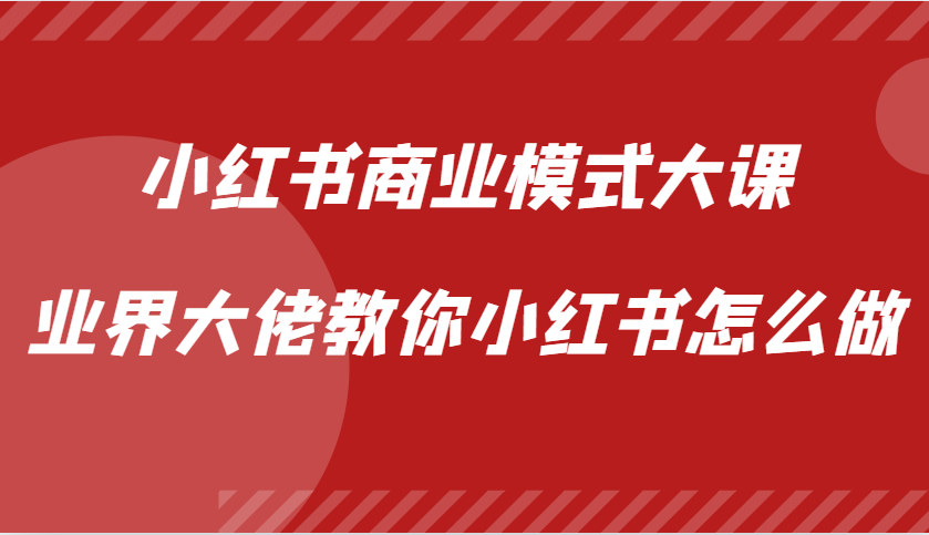 业界大佬教你小红书商业模式与运营策略-无双副业