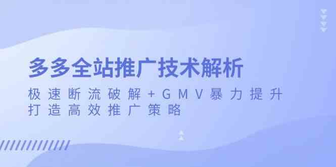 拼多多全站推广技术解析与高效策略打造-无双副业
