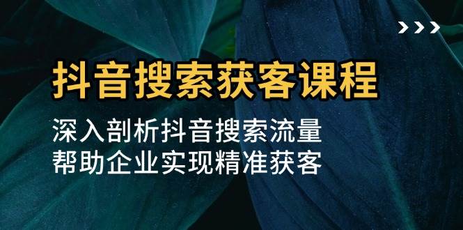 抖音搜索获客课程：掌握搜索流量实现精准营销-无双副业