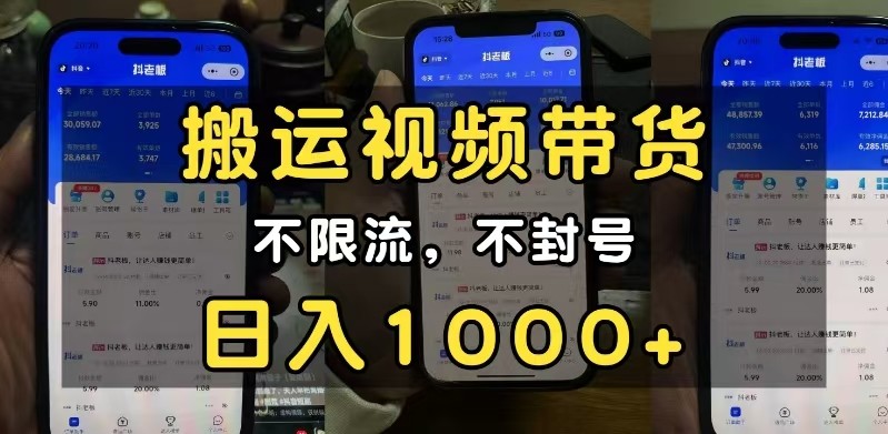 搬运视频带货技巧，轻松实现日入千元-无双副业
