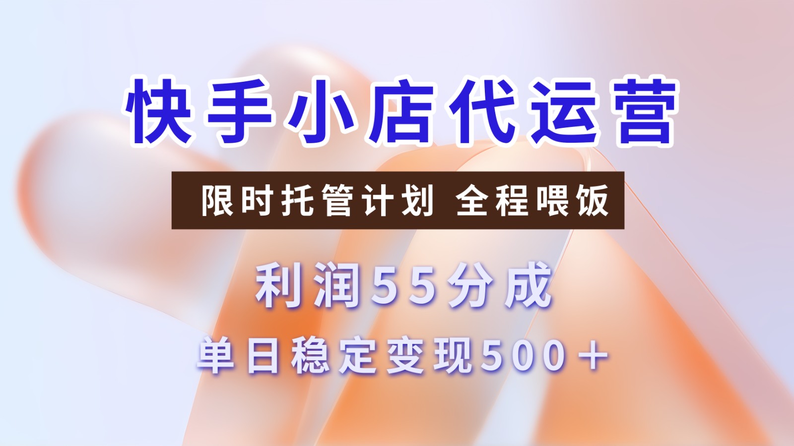 快手小店代运营托管计划，单日稳定变现500+-无双副业