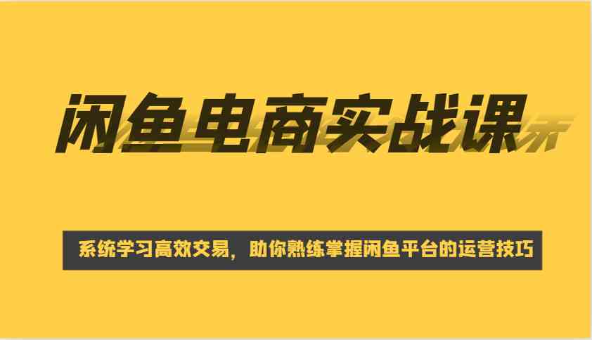 闲鱼电商运营全攻略，掌握高效交易与平台技巧-无双副业