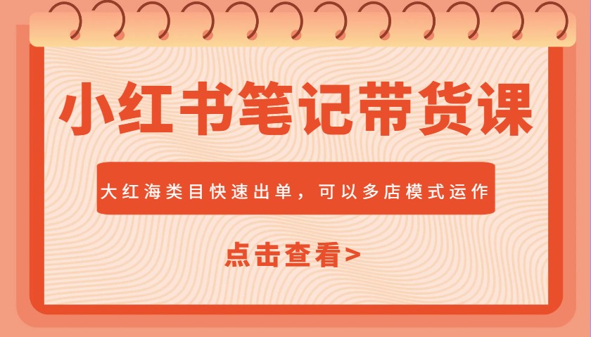 小红书笔记带货课：大红海类目快速出单与多店模式运作-无双副业
