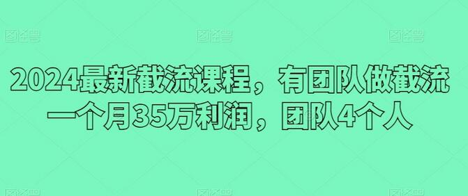 2024截流课程揭秘：4人团队月利润35万实战分享-无双副业