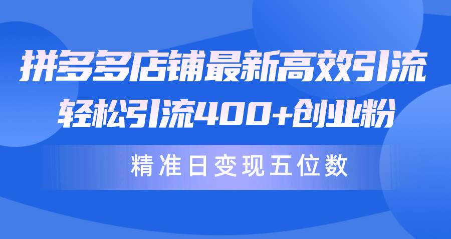 拼多多店铺高效引流技巧，轻松实现日变现五位数-无双副业