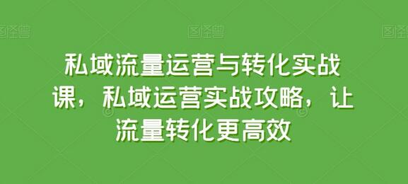 私域流量运营与转化实战攻略，提升流量转化效率-无双副业