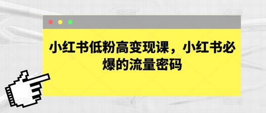 小红书低粉高变现课程，掌握必爆流量密码-无双副业