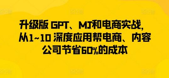 GPT与MJ深度应用助力电商与内容公司大幅降本增效-无双副业