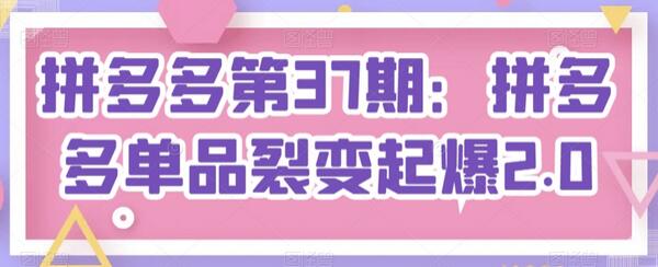 拼多多单品裂变起爆2.0操作指南-无双副业