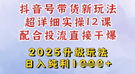 2025抖音带货玩法升级，一天纯利四位数，剪辑选品发布投流全攻略-无双副业