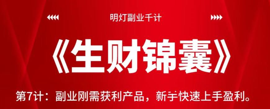 副业刚需获利产品：新手快速上手盈利视频课程-无双副业