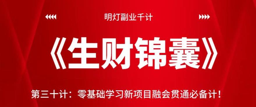 零基础学习新项目融会贯通必备计【视频课程】-无双副业