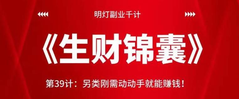 明灯副业千计—《生财锦囊》：另类刚需动动手赚钱视频课程-无双副业