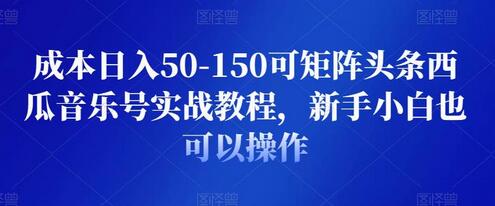 零成本日入50-150的矩阵头条西瓜音乐号实战教程-无双副业