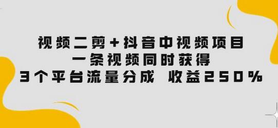 视频二剪与抖音中视频项目：多平台流量分成收益提升250%-无双副业